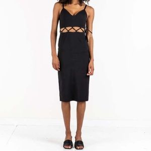 Paloma Wool Cut Out Pin Stripe Axel Three in One Midi Dress Skirt Top 34